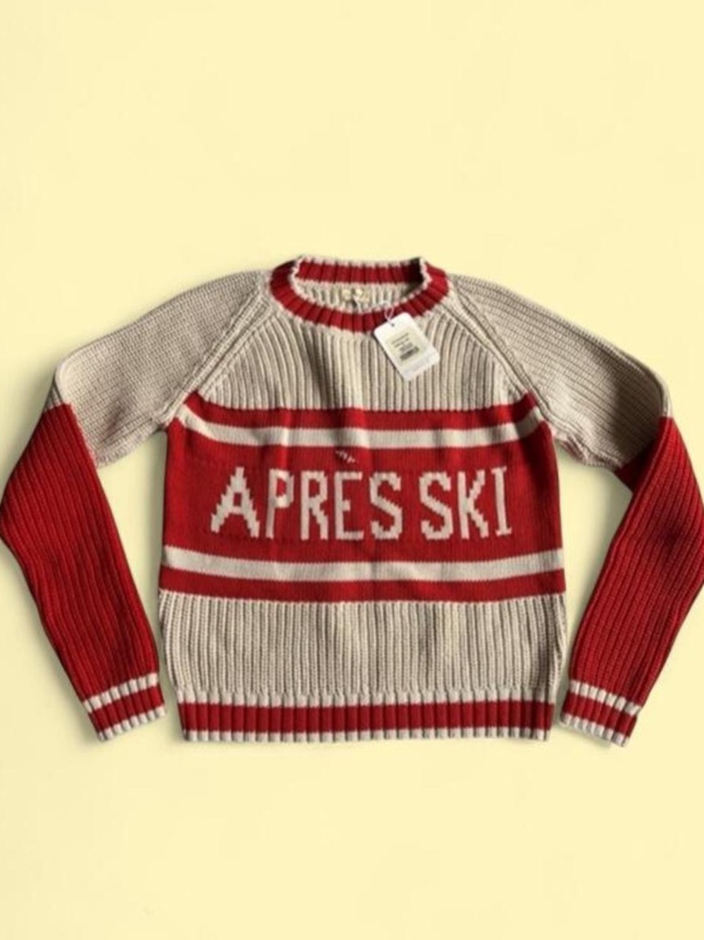 Fin and Vince Apres Ski Red & Cream Knit Sweater